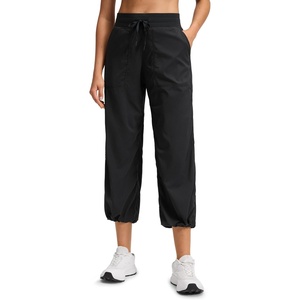 image:imageCRZ YOGA Lightweight Straight Leg Cropped Pants for Women 24  Ruched Casual Work Athletic Capri with PocketsBlack