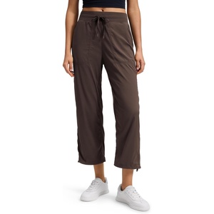 image:imageCRZ YOGA Lightweight Straight Leg Cropped Pants for Women 24  Ruched Casual Work Athletic Capri with PocketsHot Fudge Brown