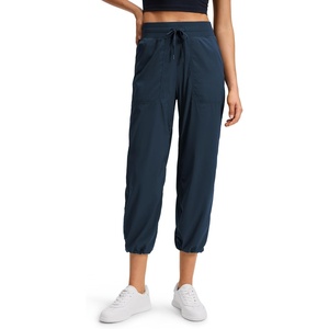 image:imageCRZ YOGA Lightweight Straight Leg Cropped Pants for Women 24  Ruched Casual Work Athletic Capri with PocketsInk Blue