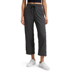 image:imageCRZ YOGA Lightweight Straight Leg Cropped Pants for Women 24  Ruched Casual Work Athletic Capri with PocketsInk Gray