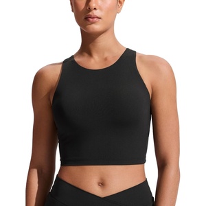 image:imageCRZ YOGA Racerback Bikini Tops for Women  Padded High Neck Modest Swim Sports Bathing BraBlack
