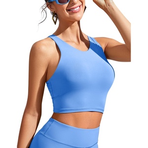 image:imageCRZ YOGA Racerback Bikini Tops for Women  Padded High Neck Modest Swim Sports Bathing BraBlue Violet