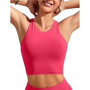 image:imageCRZ YOGA Racerback Bikini Tops for Women  Padded High Neck Modest Swim Sports Bathing BraMagenta