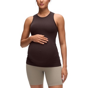 image:imageCRZ YOGA Softembrace Maternity High Neck Tank Tops  Soft Sleeveless Casual Going Out Pregnancy Basic TShirts for WomenHot Fudge Brown