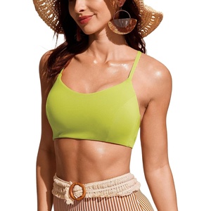 image:imageCRZ YOGA Tie Back Bikini Tops for Women  Padded Lace Up V Neck Swim Bathing Suit BraPrimrose Yellow