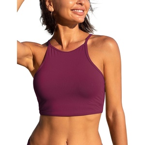 image:imageCRZ YOGA Womens Bikini Tops High Neck Swimsuit Racerback Padded Bathing Suit Sexy SwimwearFuchsia