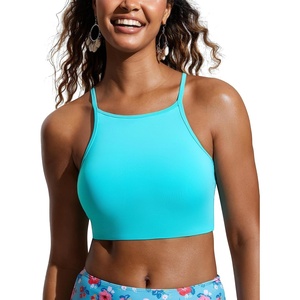 image:imageCRZ YOGA Womens Bikini Tops High Neck Swimsuit Racerback Padded Bathing Suit Sexy SwimwearTurquoise
