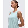 image:imageCRZ YOGA Womens Racerback Yoga Tank Tops High Crewneck Soft Casual Workout Sleeveless Flowy ShirtsSkylight Green