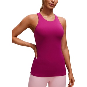 image:imageCRZ YOGA Butterluxe High Neck Tank Tops for Women  Racerback Workout Padded Yoga Athletic Camisole with Built in BraMagenta Purple