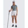 image:imageCRZ YOGA High Waisted Hiking Shorts for Women 3  Water Resistant Cargo for Athletic Travel Outdoor with Zip PocketsPlatinum Grey