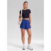 image:imageCRZ YOGA Softretch 2 in 1 Flowy Shorts for Women  High Waisted Causal Yoga Lounge Workout with PocketsWaves Blue