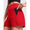 image:imageCRZ YOGA Womens Lightweight Mid Rise Hiking Shorts 4  Stretch for Athletic Summer Travel Outdoor Golf with Zip PocketsRed Chili