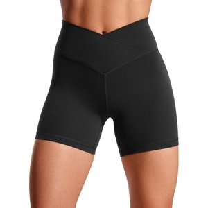 image:imageCRZ YOGA Butterluxe Crossover Biker Shorts 5  Criss Cross High Waisted Workout Yoga Buttery Soft WomensBlack