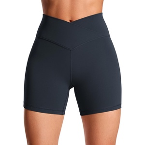 image:imageCRZ YOGA Butterluxe Crossover Biker Shorts 5  Criss Cross High Waisted Workout Yoga Buttery Soft WomensTrue Navy