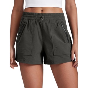 image:imageCRZ YOGA High Waisted Hiking Shorts for Women 3  Water Resistant Cargo for Athletic Travel Outdoor with Zip PocketsArbor Olive