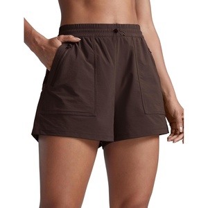 image:imageCRZ YOGA High Waisted Hiking Shorts for Women 3  Water Resistant Cargo for Athletic Travel Outdoor with Zip PocketsHot Fudge Brown