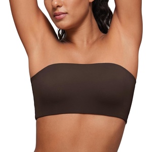 image:imageCRZ YOGA Softhold Double Lined Strapless Bralette  Stretchy Smooth Womens Tube Tops Bandeau Wireless TShirt Everyday BraHot Fudge Brown