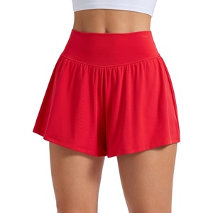 image:imageCRZ YOGA Softretch 2 in 1 Flowy Shorts for Women  High Waisted Causal Yoga Lounge Workout with PocketsAurora Red