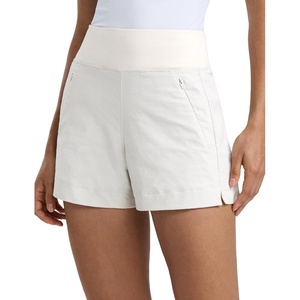 image:imageCRZ YOGA Womens Lightweight Mid Rise Hiking Shorts 4  Stretch for Athletic Summer Travel Outdoor Golf with Zip PocketsMilky White Bone