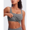image:imageCRZ YOGA Butterluxe Square Neck Crop Tank Tops for Women  Workout Longline Sports Bras Padded Yoga CamisoleAsh Grey