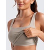 image:imageCRZ YOGA Butterluxe Square Neck Crop Tank Tops for Women  Workout Longline Sports Bras Padded Yoga CamisoleWarm Ash Grey
