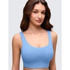image:imageCRZ YOGA Butterluxe U Back Longline Sports Bras for Women  Scoop Neck Padded Yoga Workout Crop Top with Built in PadsParty Blue