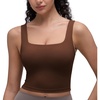image:imageCRZ YOGA Butterluxe Square Neck Crop Tank Tops for Women  Workout Longline Sports Bras Padded Yoga CamisoleLava Brown