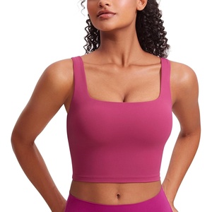 image:imageCRZ YOGA Butterluxe Square Neck Crop Tank Tops for Women  Workout Longline Sports Bras Padded Yoga CamisoleWashed Mauve