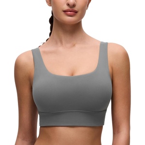 image:imageCRZ YOGA Butterluxe U Back Longline Sports Bras for Women  Scoop Neck Padded Yoga Workout Crop Top with Built in PadsAsh Grey