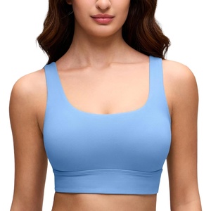 image:imageCRZ YOGA Butterluxe U Back Longline Sports Bras for Women  Scoop Neck Padded Yoga Workout Crop Top with Built in PadsParty Blue