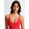 image:imageCRZ YOGA Nexfeel Double Lined V Neck One Piece Swimsuit for Women  Tummy Control Slimming Modest Bathing Suit Non PaddedDeep Red