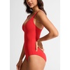 image:imageCRZ YOGA Nexfeel Double Lined V Neck One Piece Swimsuit for Women  Tummy Control Slimming Modest Bathing Suit Non PaddedDeep Red