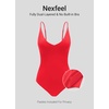 image:imageCRZ YOGA Nexfeel Double Lined V Neck One Piece Swimsuit for Women  Tummy Control Slimming Modest Bathing Suit Non PaddedDeep Red
