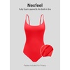 image:imageCRZ YOGA Nexfeel Scoop Neck One Piece Swimsuit for Women  Double Lined Non Padded Tummy Control U Back Modest Swim Bathing SuitDeep Red