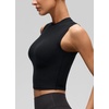 image:imageCRZ YOGA Softembrace Crop High Neck Tank Tops for Women  Soft Going Out Casual Crewneck Basic Tight Summer Sleeveless ShirtsBlack
