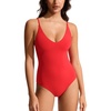 image:imageCRZ YOGA Nexfeel Double Lined V Neck One Piece Swimsuit for Women  Tummy Control Slimming Modest Bathing Suit Non PaddedDeep Red