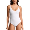 image:imageCRZ YOGA Nexfeel Double Lined V Neck One Piece Swimsuit for Women  Tummy Control Slimming Modest Bathing Suit Non PaddedWhite