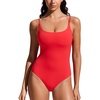 image:imageCRZ YOGA Nexfeel Scoop Neck One Piece Swimsuit for Women  Double Lined Non Padded Tummy Control U Back Modest Swim Bathing SuitDeep Red