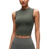 image:imageCRZ YOGA Softembrace Crop High Neck Tank Tops for Women  Soft Going Out Casual Crewneck Basic Tight Summer Sleeveless ShirtsLight Army Green