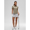 image:imageCRZ YOGA Short Sleeve Golf Polo Shirts UPF 50  Tennis Soft and Sun Protection Slim Fit Hip Length Button Placket Side Slit Tops for WomenWarm Ash Grey