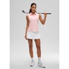 image:imageCRZ YOGA Sleeveless Golf Polo Shirts UPF 50  Tennis Soft and Sun Protection Slim Fit Hip Length Button Placket Side Slit Tank Tops for WomenStrawberry Pink