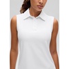 image:imageCRZ YOGA Sleeveless Golf Polo Shirts UPF 50  Tennis Soft and Sun Protection Slim Fit Hip Length Button Placket Side Slit Tank Tops for WomenWhite