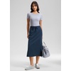 image:imageCRZ YOGA SoftAura High Waisted Midi Pencil Skirts  PeachFuzz Texture Casual Side Slit Drawstring Pockets Skort for WomenInk Blue