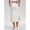 image:imageCRZ YOGA SoftAura High Waisted Midi Pencil Skirts  PeachFuzz Texture Casual Side Slit Drawstring Pockets Skort for WomenMilky White