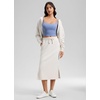 image:imageCRZ YOGA SoftAura High Waisted Midi Pencil Skirts  PeachFuzz Texture Casual Side Slit Drawstring Pockets Skort for WomenMilky White