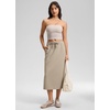 image:imageCRZ YOGA SoftAura High Waisted Midi Pencil Skirts  PeachFuzz Texture Casual Side Slit Drawstring Pockets Skort for WomenOak