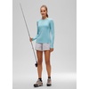 image:imageCRZ YOGA UPF 50 Long Sleeve Sun Shirt  Hiking Light and Sun Protection Classic Fit Hip Length Thumbholes Crewneck Tops for WomenLight Blue