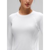 image:imageCRZ YOGA UPF 50 Long Sleeve Sun Shirt  Hiking Light and Sun Protection Classic Fit Hip Length Thumbholes Crewneck Tops for WomenWhite