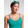 image:imageCRZ YOGA V Shaped Longline Bikini Tops  Builtin Pads AD Cup Cropped Adjustable Spaghetti Straps Swim Bathing Suit for WomenBlarney Green