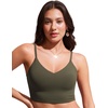 image:imageCRZ YOGA V Shaped Longline Bikini Tops  Builtin Pads AD Cup Cropped Adjustable Spaghetti Straps Swim Bathing Suit for WomenDark Olive